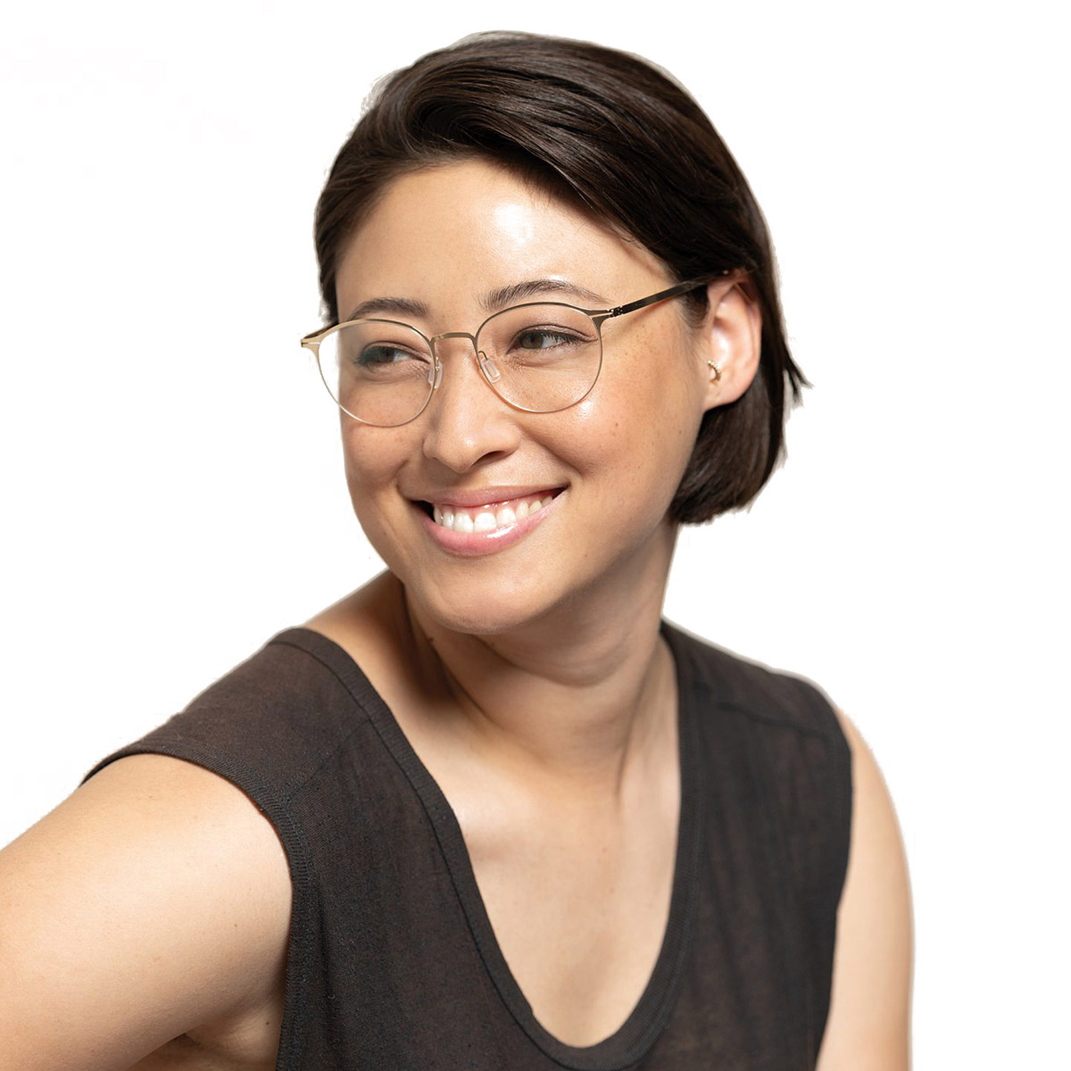 Ic! Berlin Amihan 2.0 Rose Gold Eyeglasses On Female Model 2