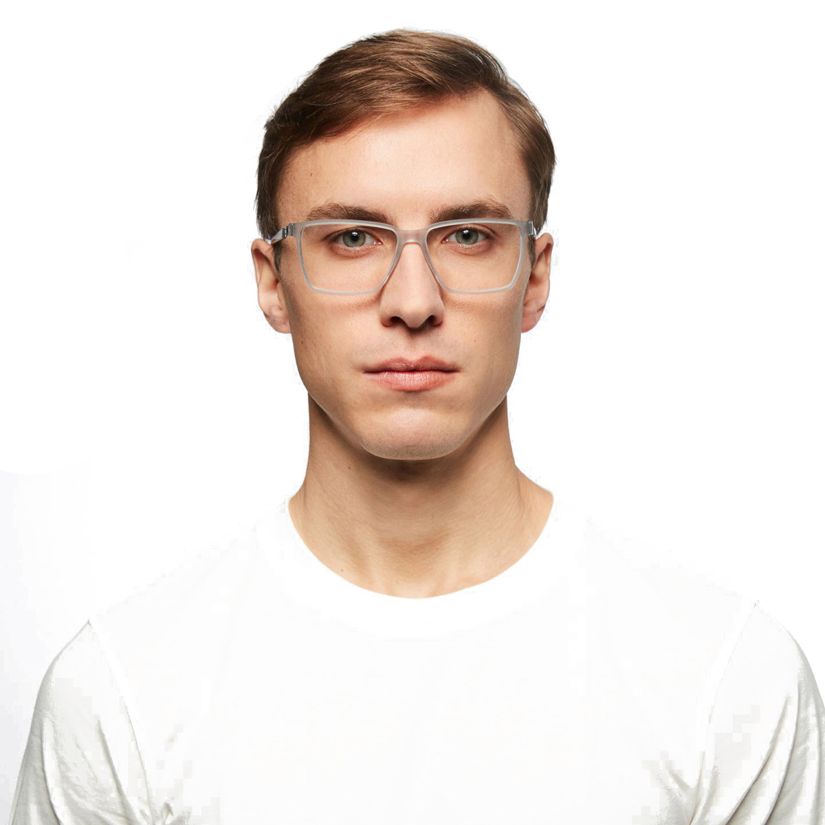 Ic! Berlin Axis Sky-Gray-Rough Eyeglasses On Male Model