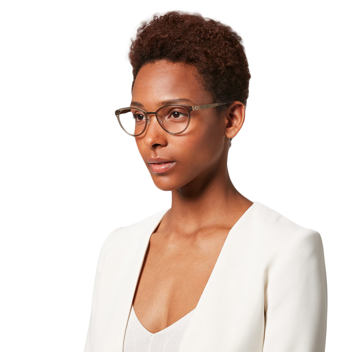 Ic! Berlin Beate J. Bronze-Dune Eyeglasses On Female Model 2