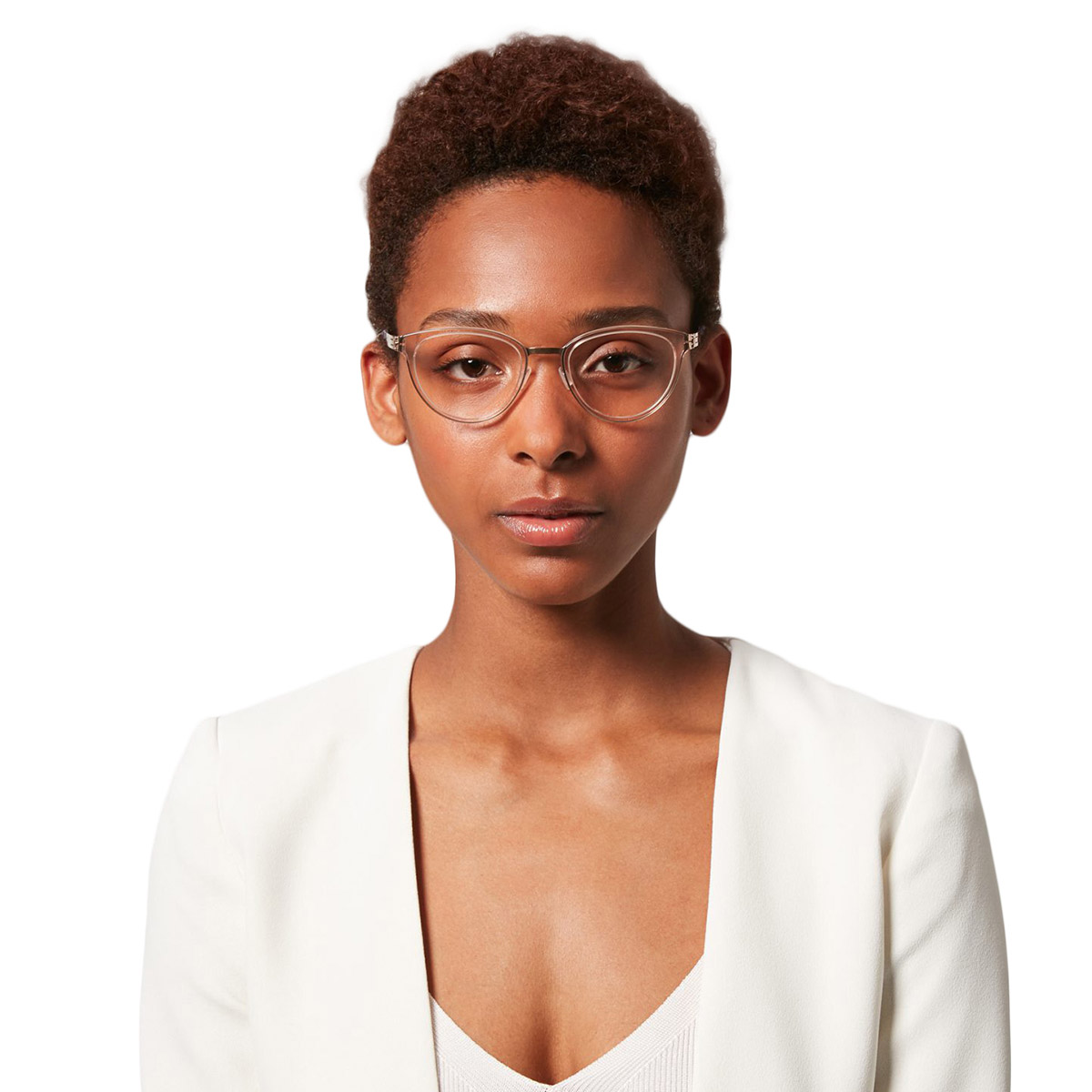 Ic! Berlin Beate J. Rosé-Gold-Ice-Tea Eyeglasses On Female Model