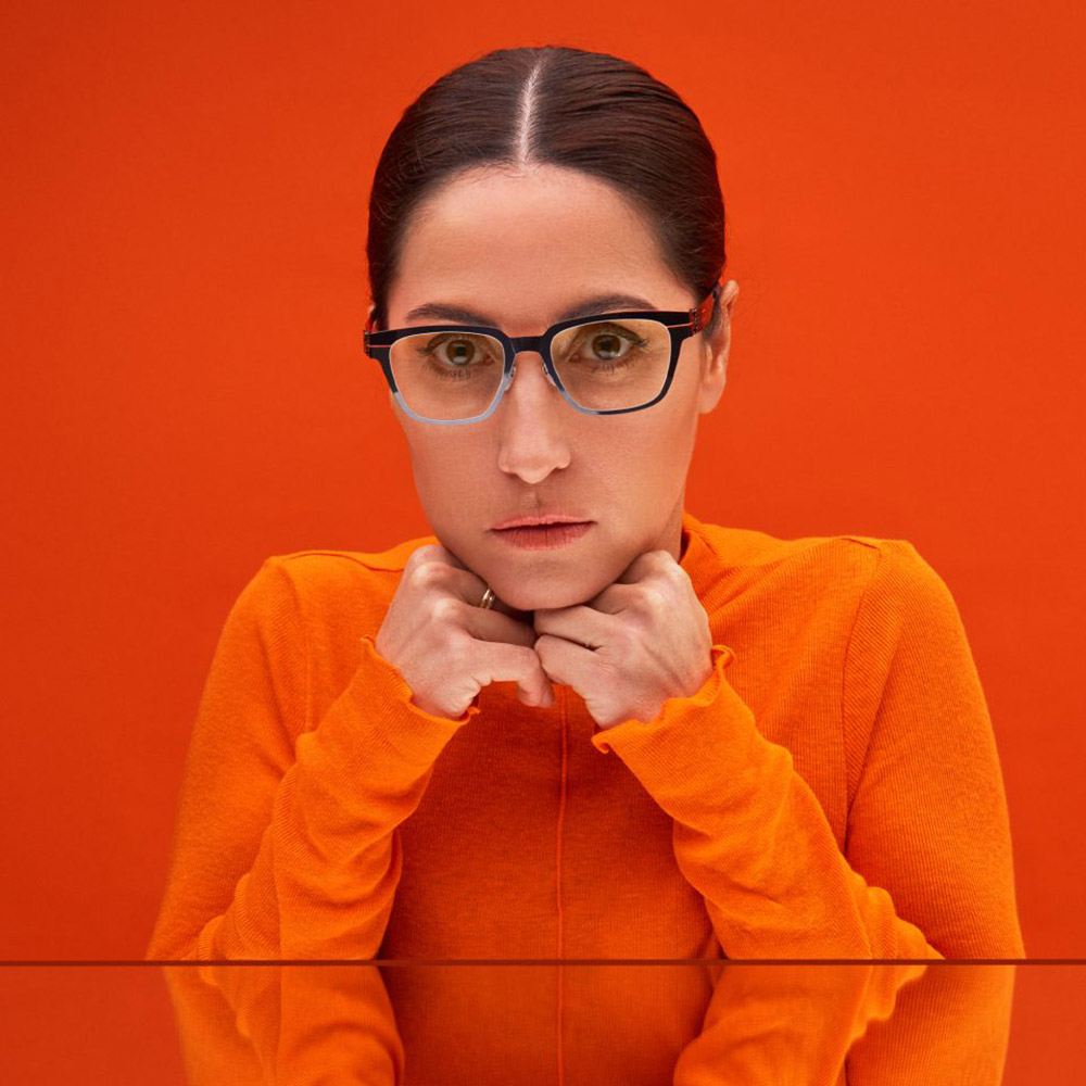 Ic! Berlin Bo Shiny Aubergine/Flame Eyeglasses Lifestyle Shot