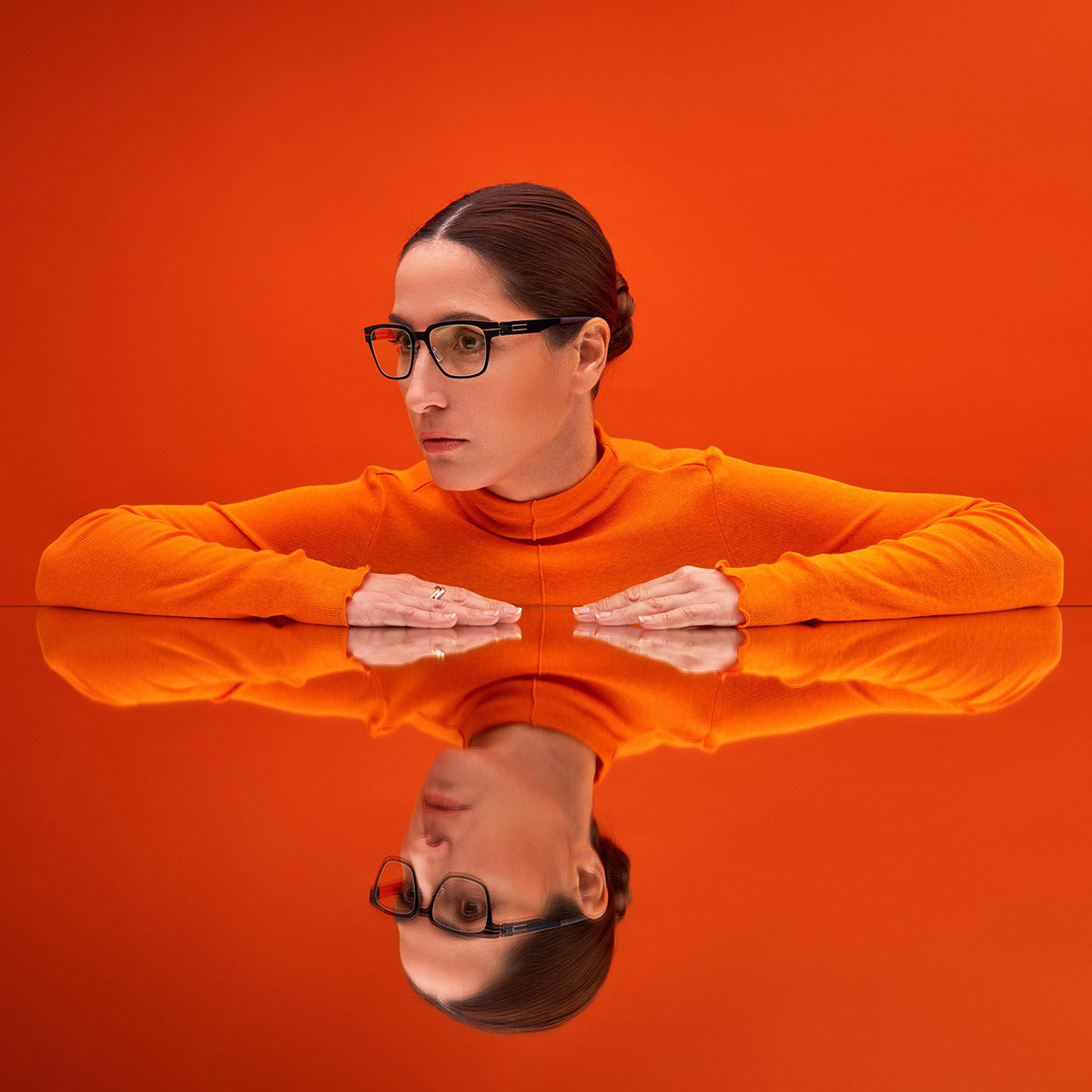 Ic! Berlin Bo Shiny Aubergine/Flame Eyeglasses Lifestyle Shot 2
