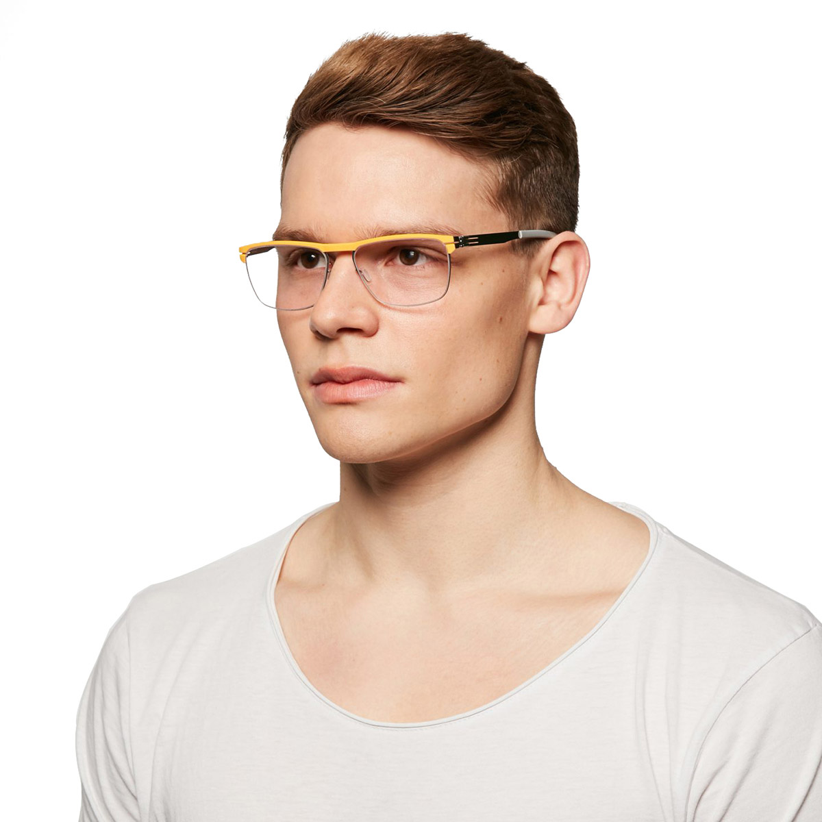 Ic! Berlin Central Chrome-Yellow Eyeglasses On Male Model
