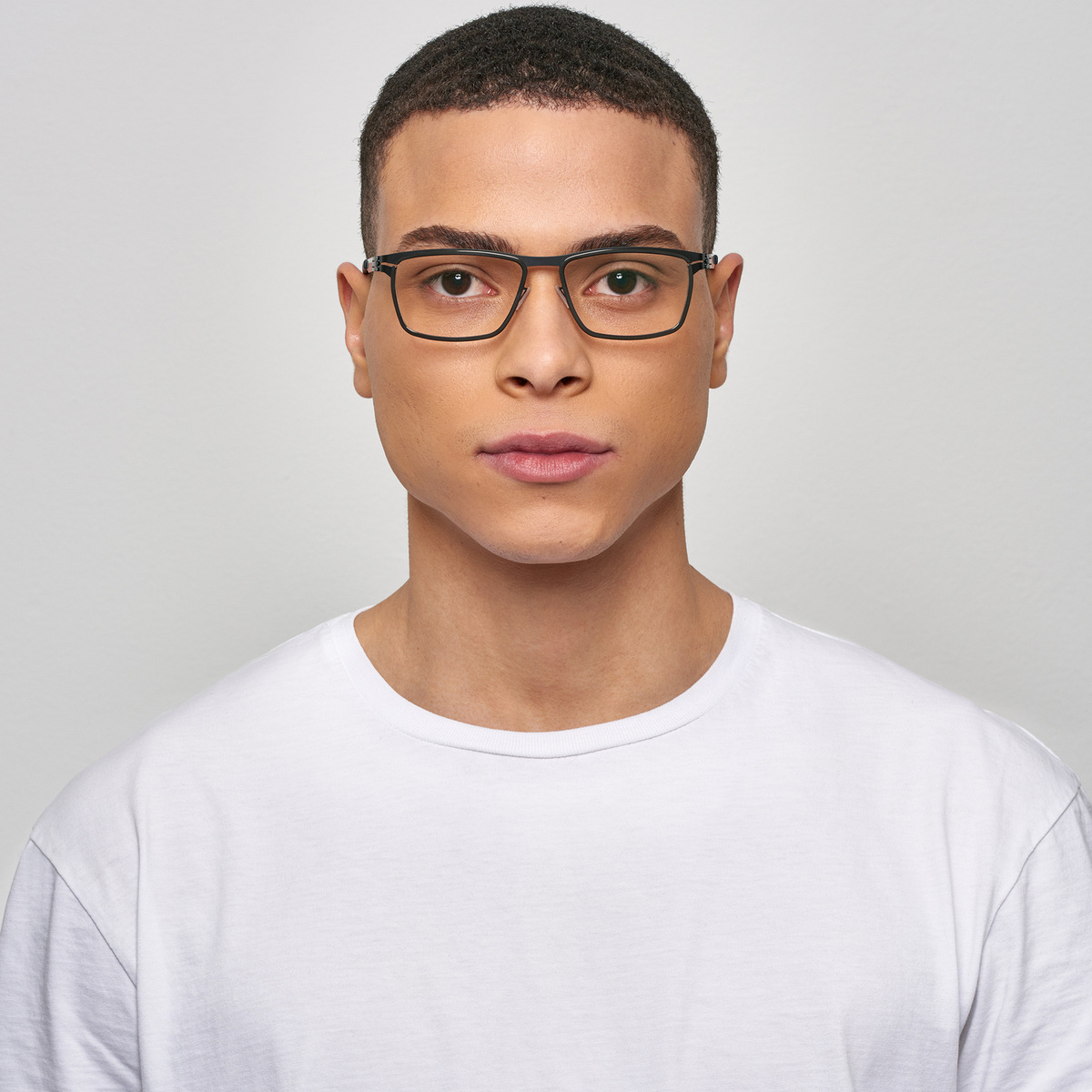 Ic! Berlin Chromium Teak-Black Eyeglasses On Male Model