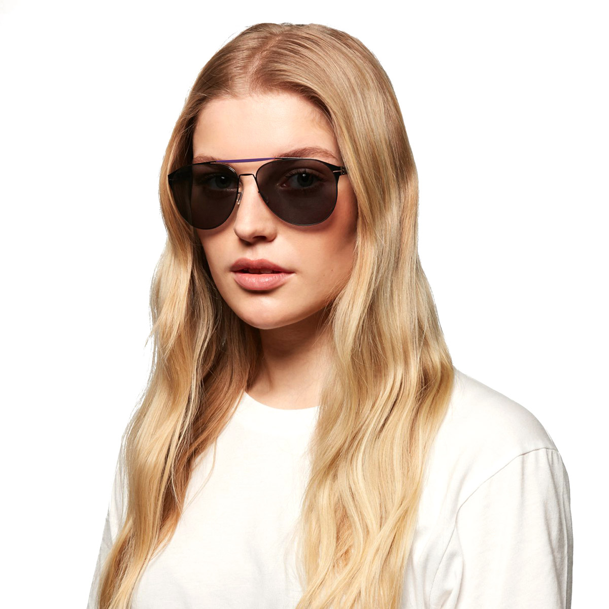 Ic! Berlin Daiying L. Aubergine Crocus Sunglasses On Female Model