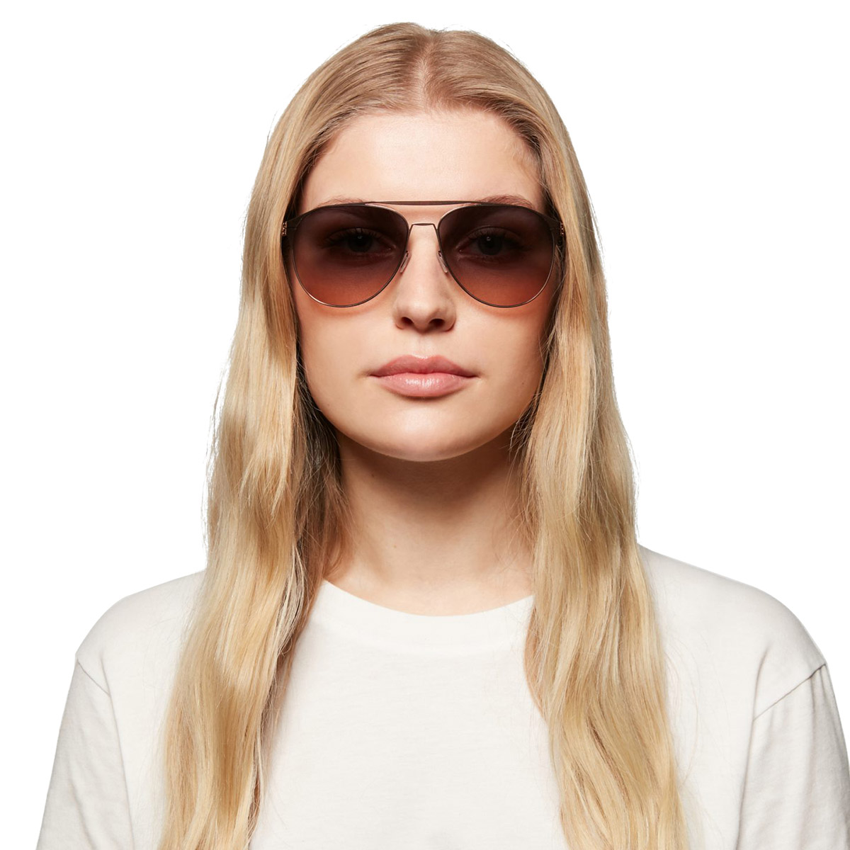 Ic! Berlin Daiying L. Shiny Copper Sunglasses On Female Model