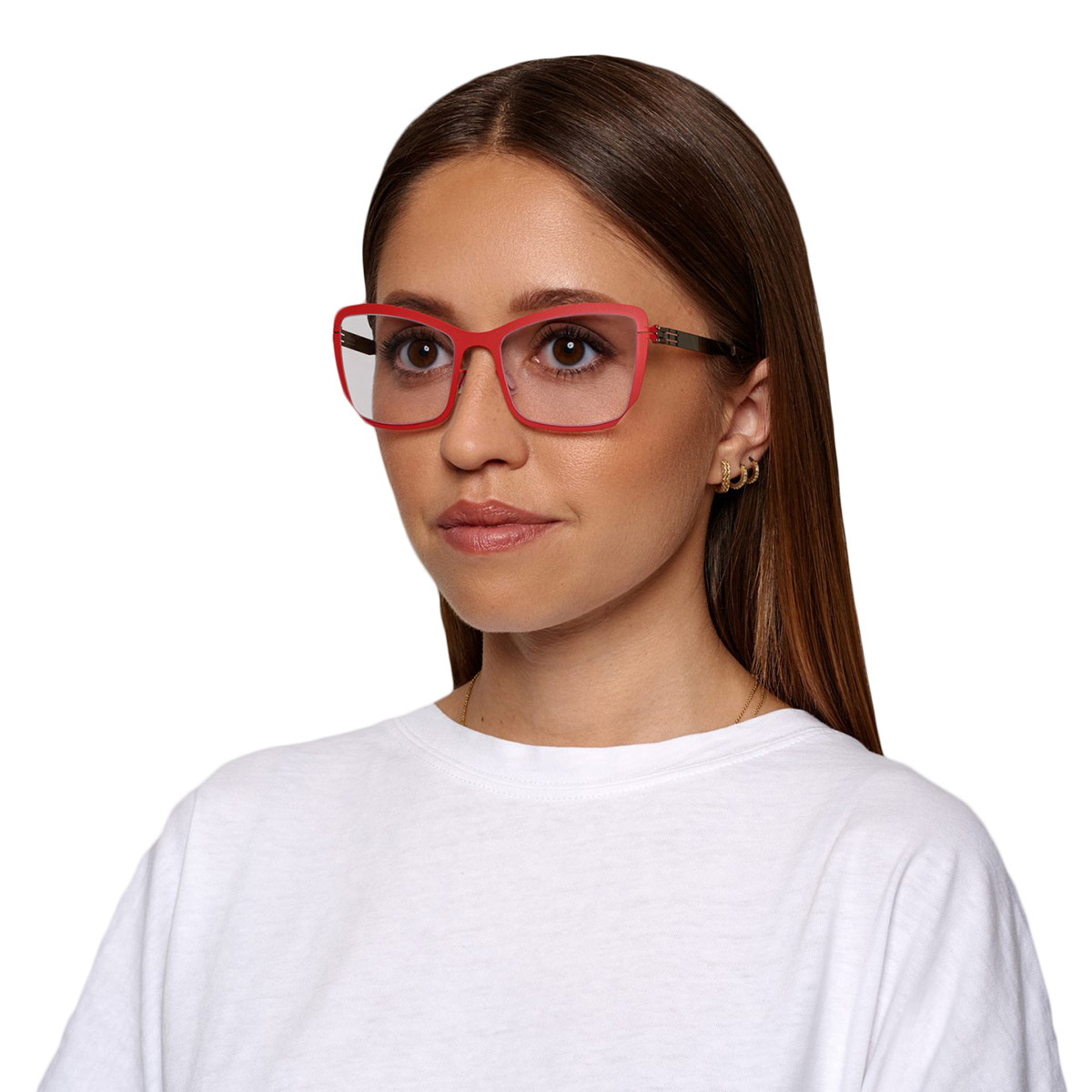 Ic! Berlin Denisa C. Lava Eyeglasses On Female Model