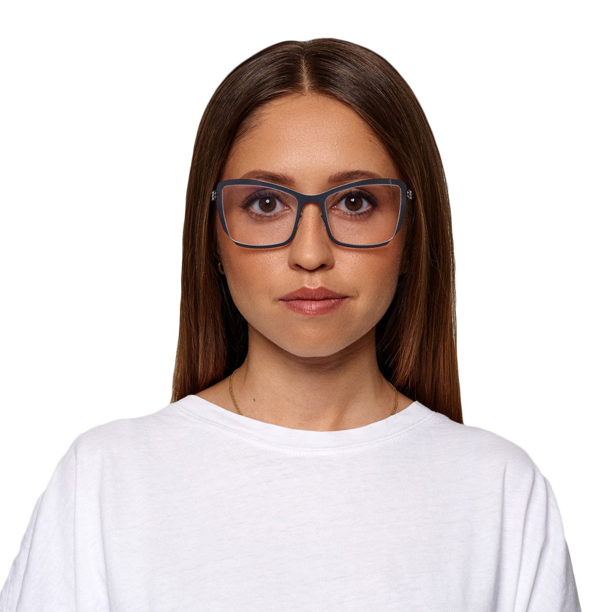 Ic! Berlin Denisa C. Shiny Aubergine Eyeglasses On Female Model