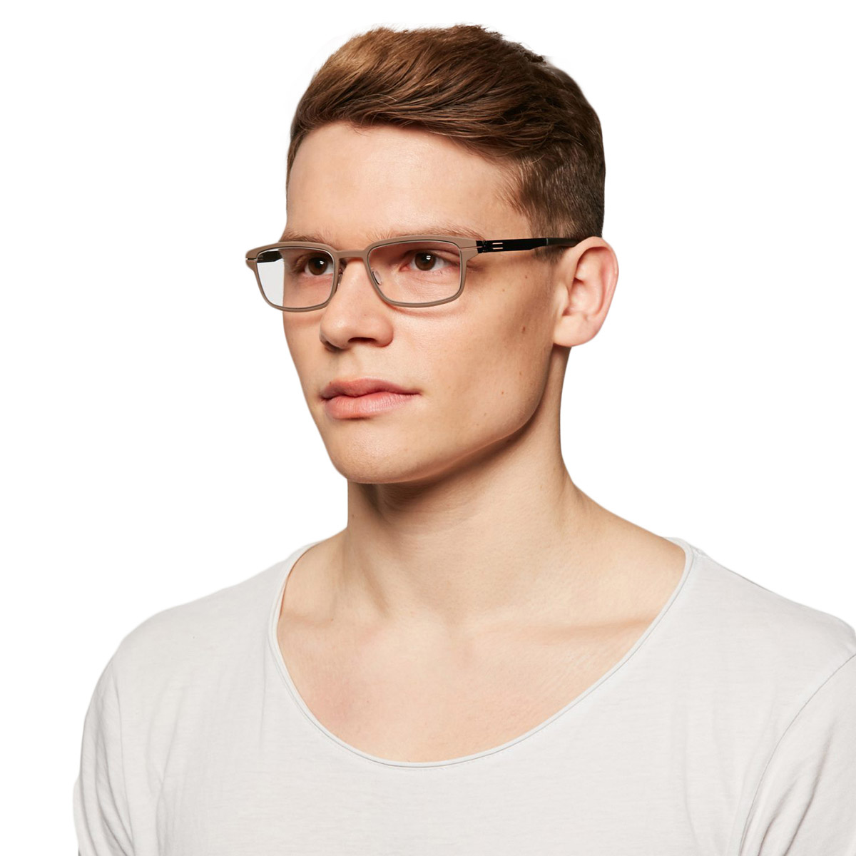Ic! Berlin District Black-Taupe Eyeglasses On Male Model
