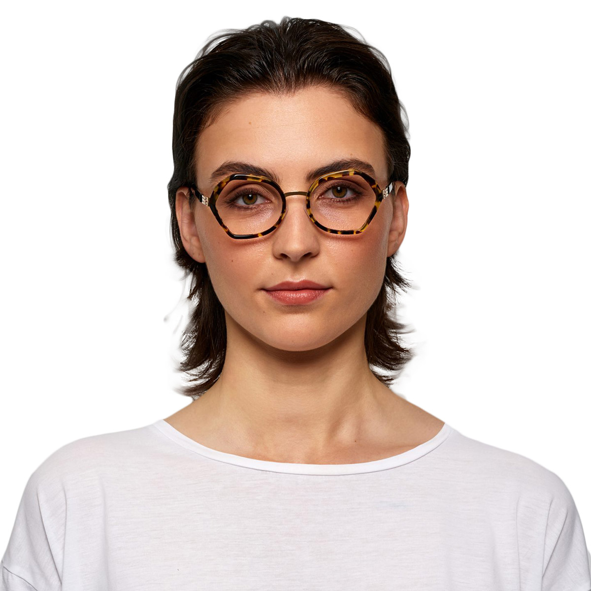 Ic! Berlin Emmeline Rose Gold Ecohoney Eyeglasses On Female Model