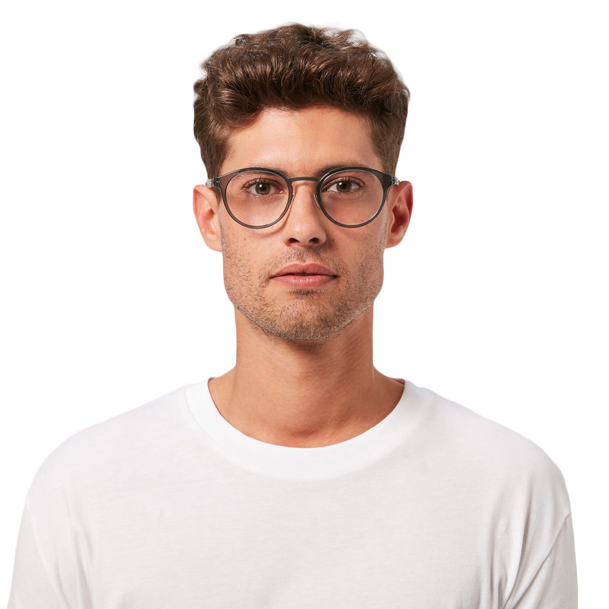 Ic! Berlin Eric D. Gunmetal-Sky-Gray Eyeglasses On Male Model