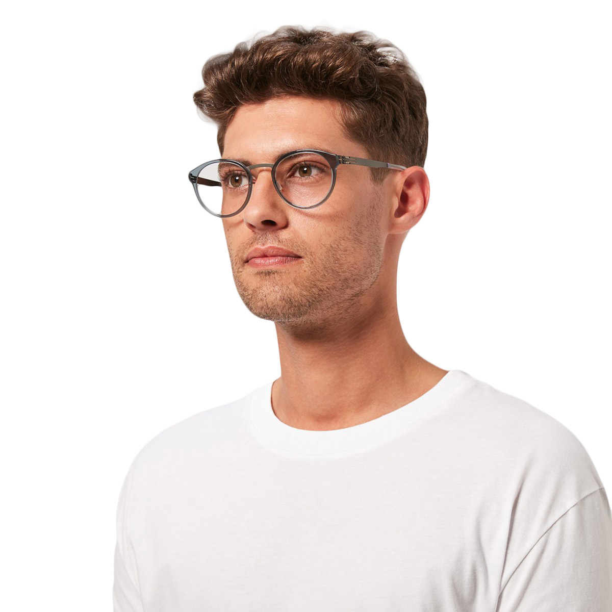 Ic! Berlin Eric D. Gunmetal-Sky-Gray Eyeglasses On Male Model 2