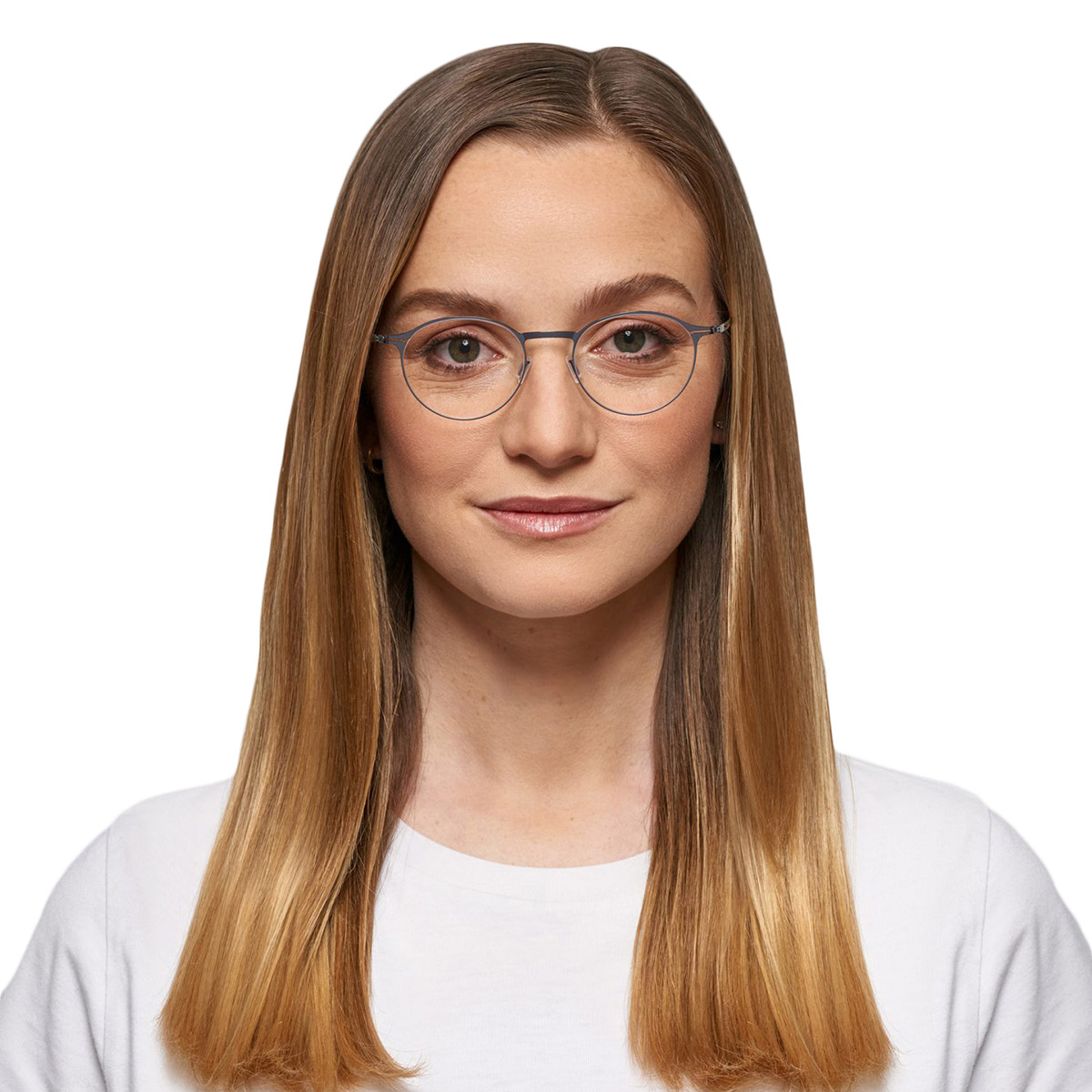 Ic! Berlin Etesians X-Small Shiny Aubergine Eyeglasses On Female Model