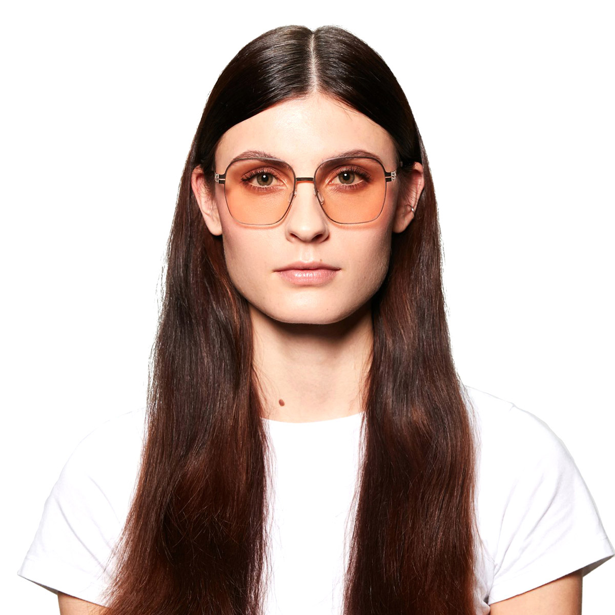 Ic! Berlin Factory Rosé-Gold Eyeglasses On Female Model