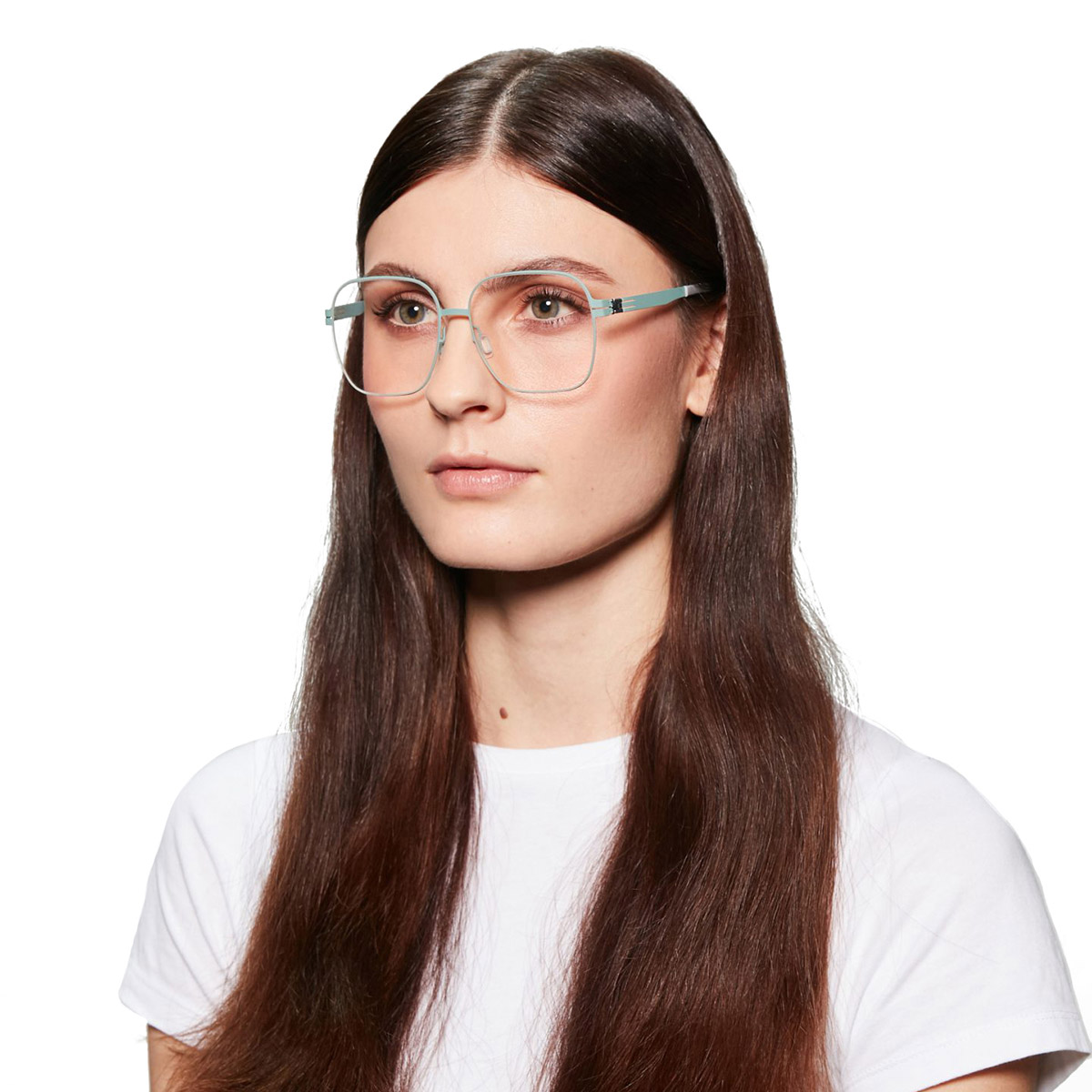 Ic! Berlin Factory Silver Morning Dew Eyeglasses On Female Model