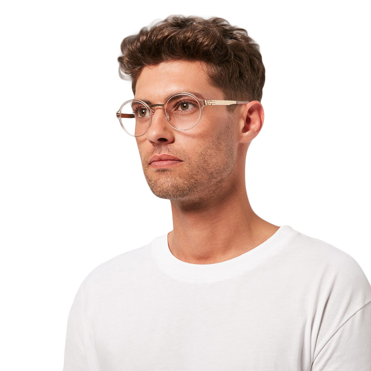Ic! Berlin Felix L. Rosé-Gold-Ice-Tea Eyeglasses On Male Model 2