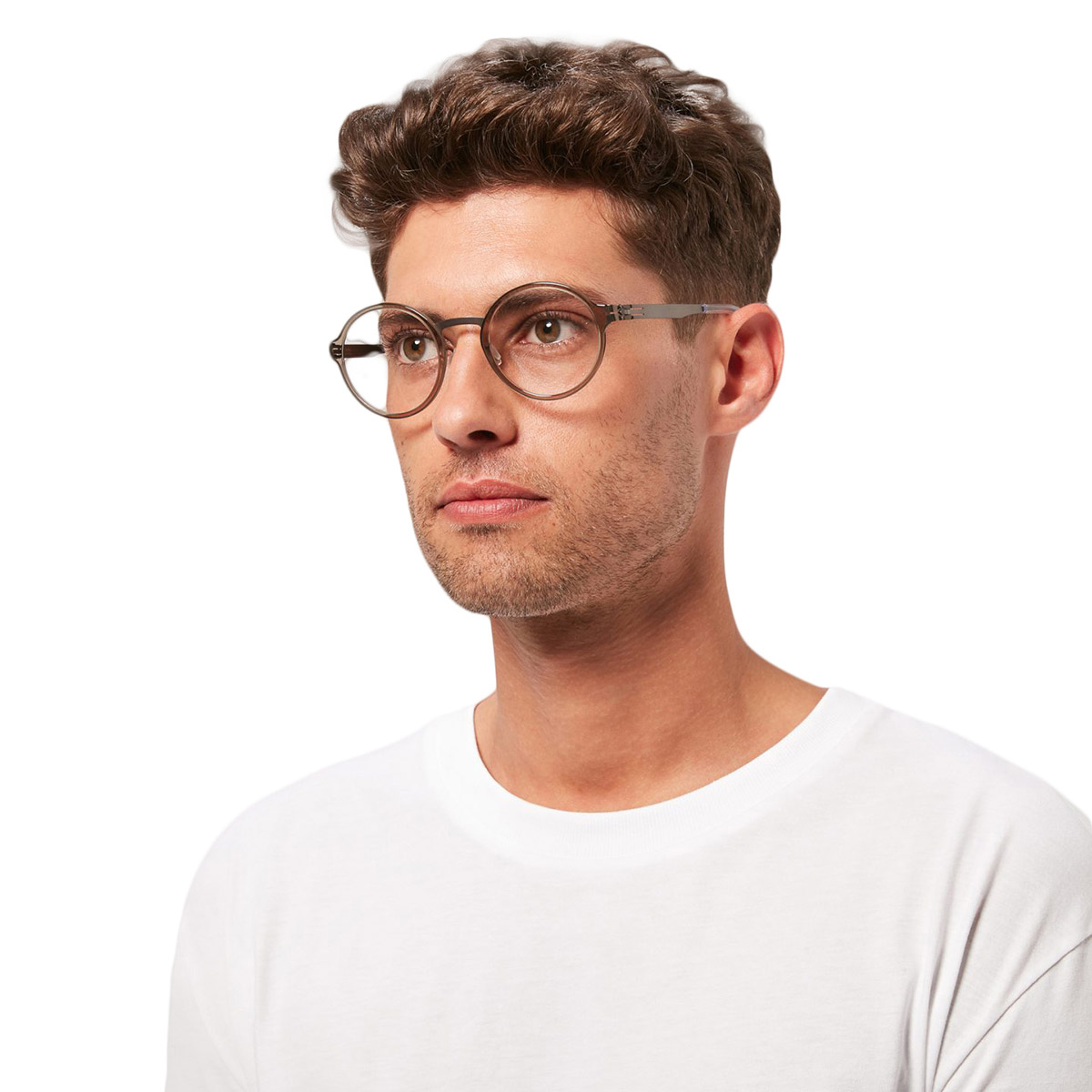 Ic! Berlin Felix L. Teak-Dune Eyeglasses On Male Model 2
