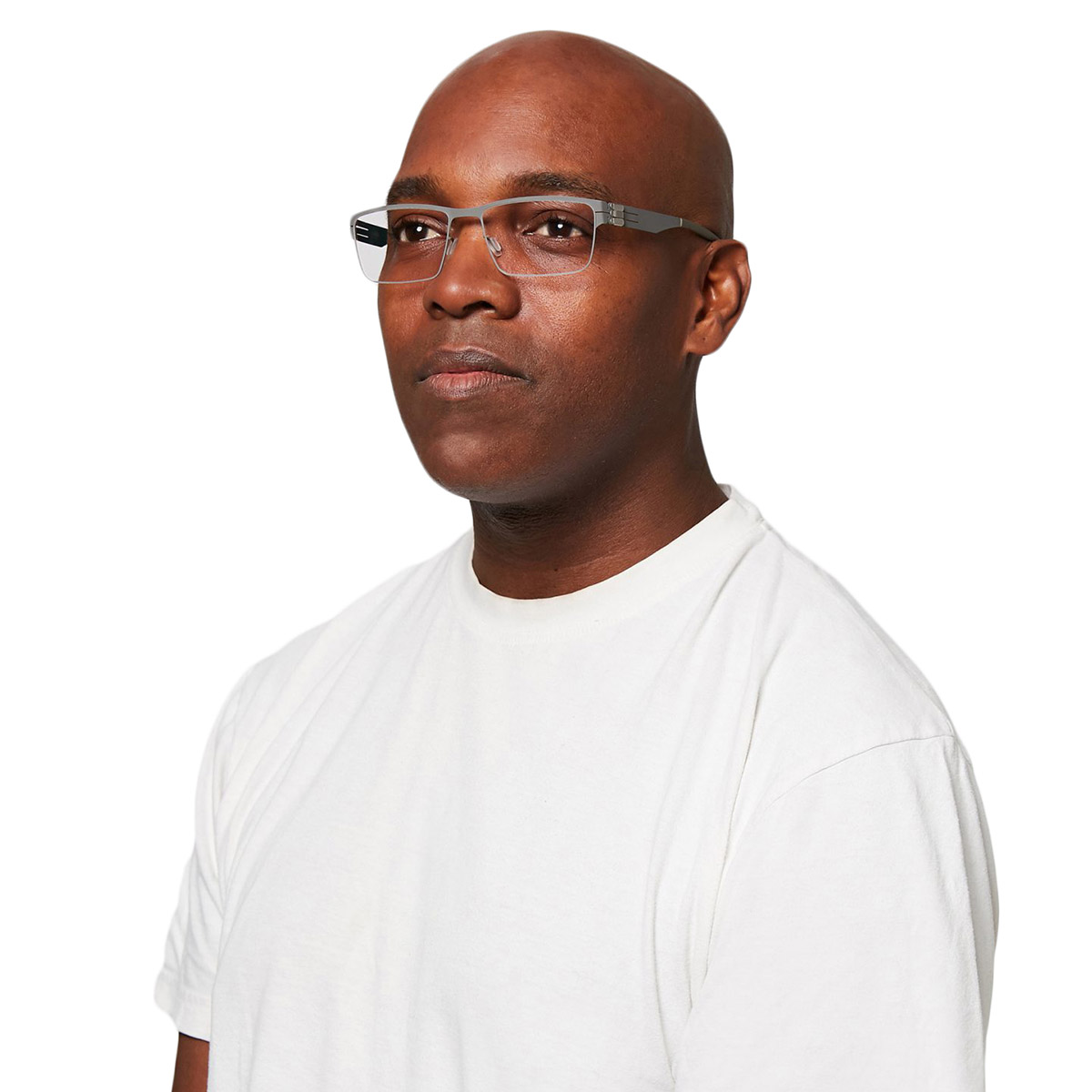 Ic! Berlin Hania L. Chrome Eyeglasses On Male Model