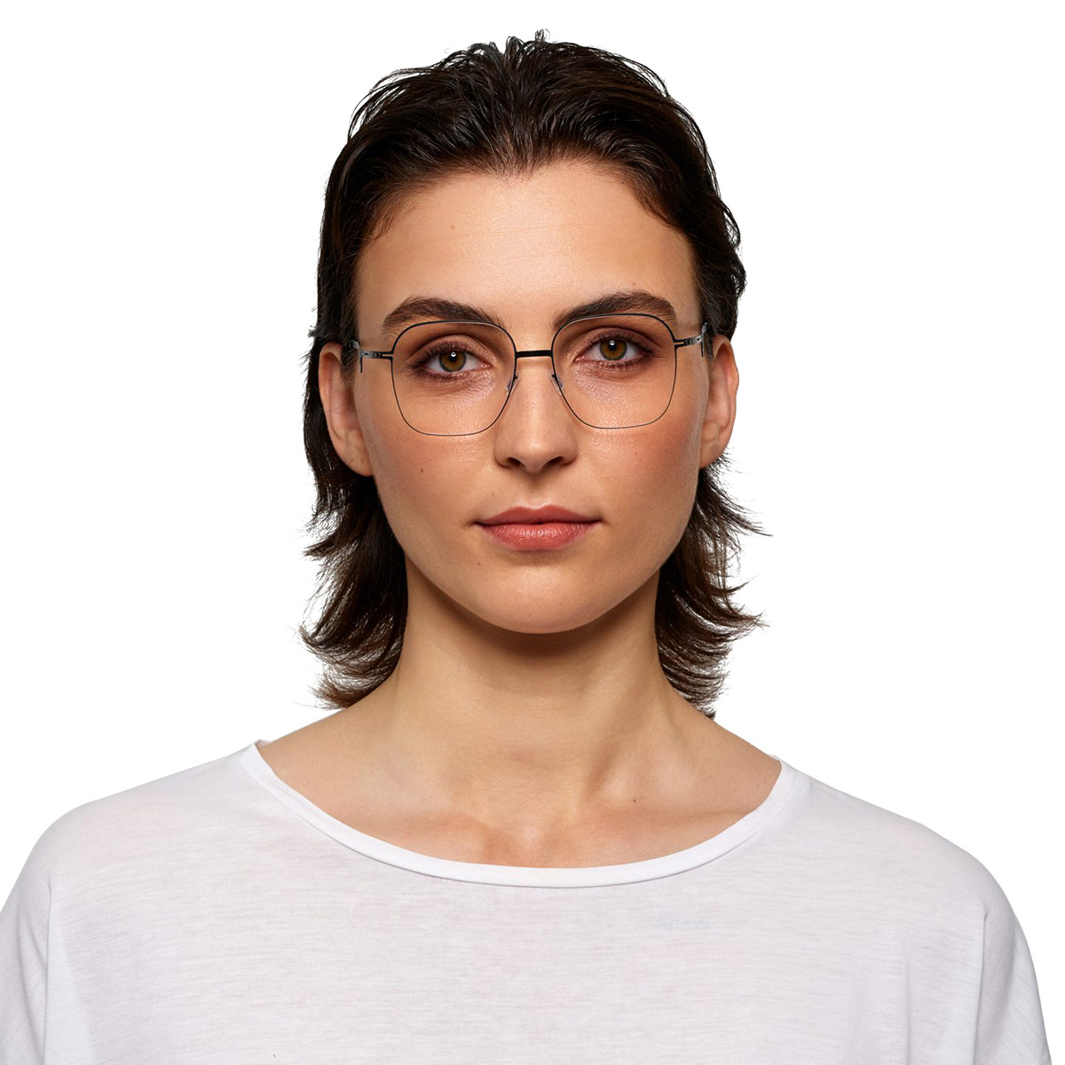 Ic! Berlin Hedy Black Eyeglasses On Female Model