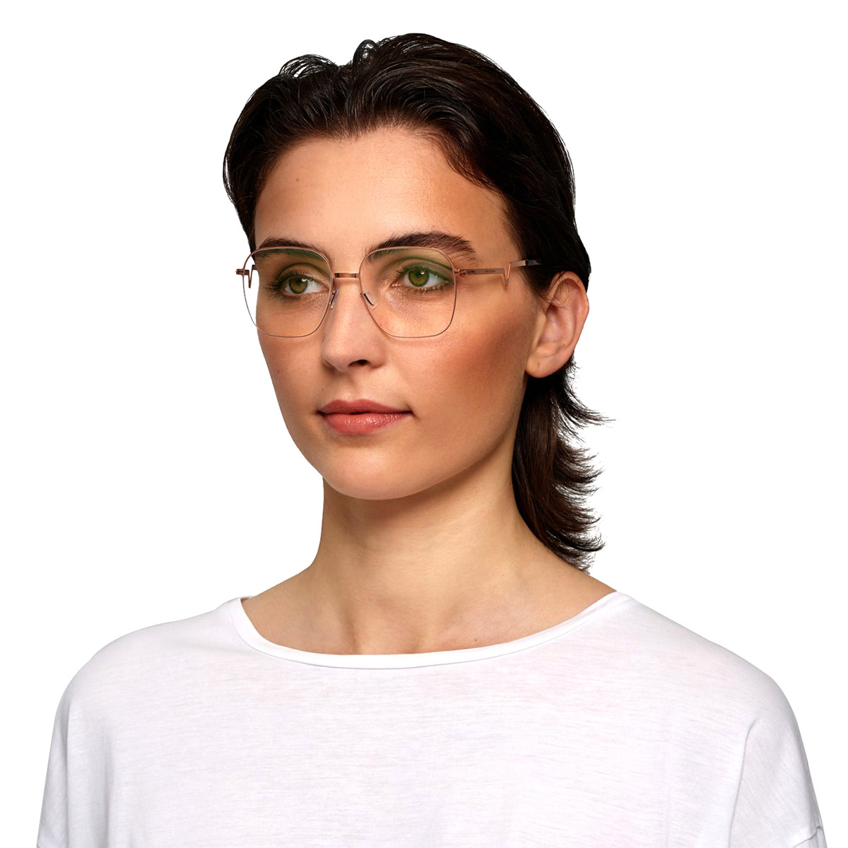 Ic! Berlin Hedy Shiny Copper Eyeglasses On Female Model
