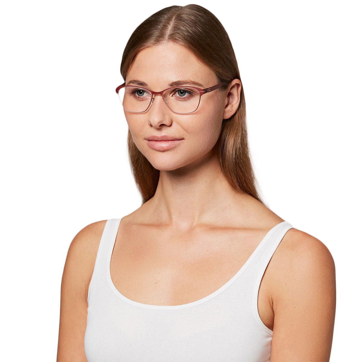 Ic! Berlin Irina R. Fired Copper Eyeglasses On Female Model