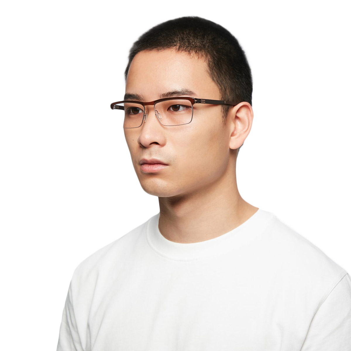 Ic! Berlin Kenneth Y. Teak-Mahagony Eyeglasses On Male Model
