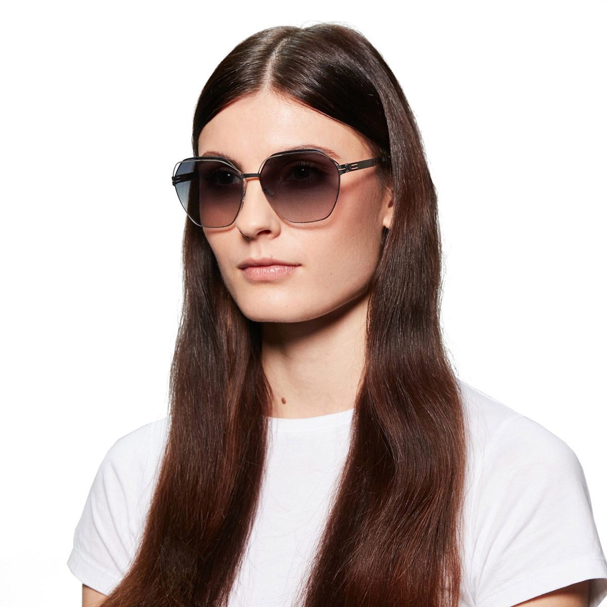 Ic! Berlin Kiez Chrome Sunglasses On Female Model