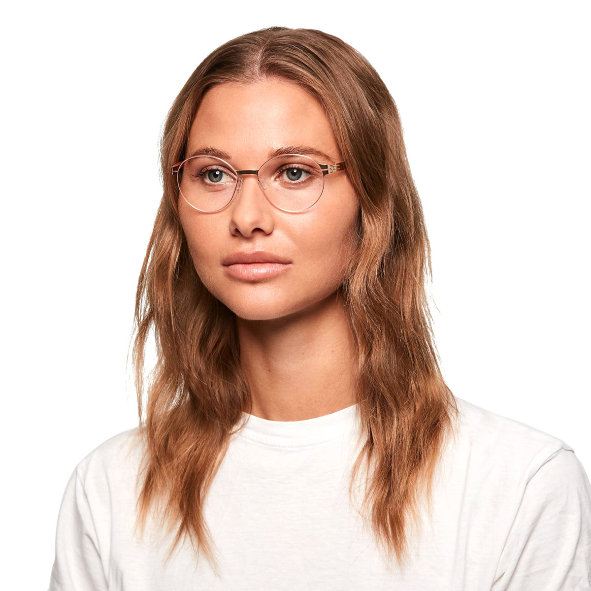 Ic! Berlin Lisa P. Rose Flame Eyeglasses On Female Model