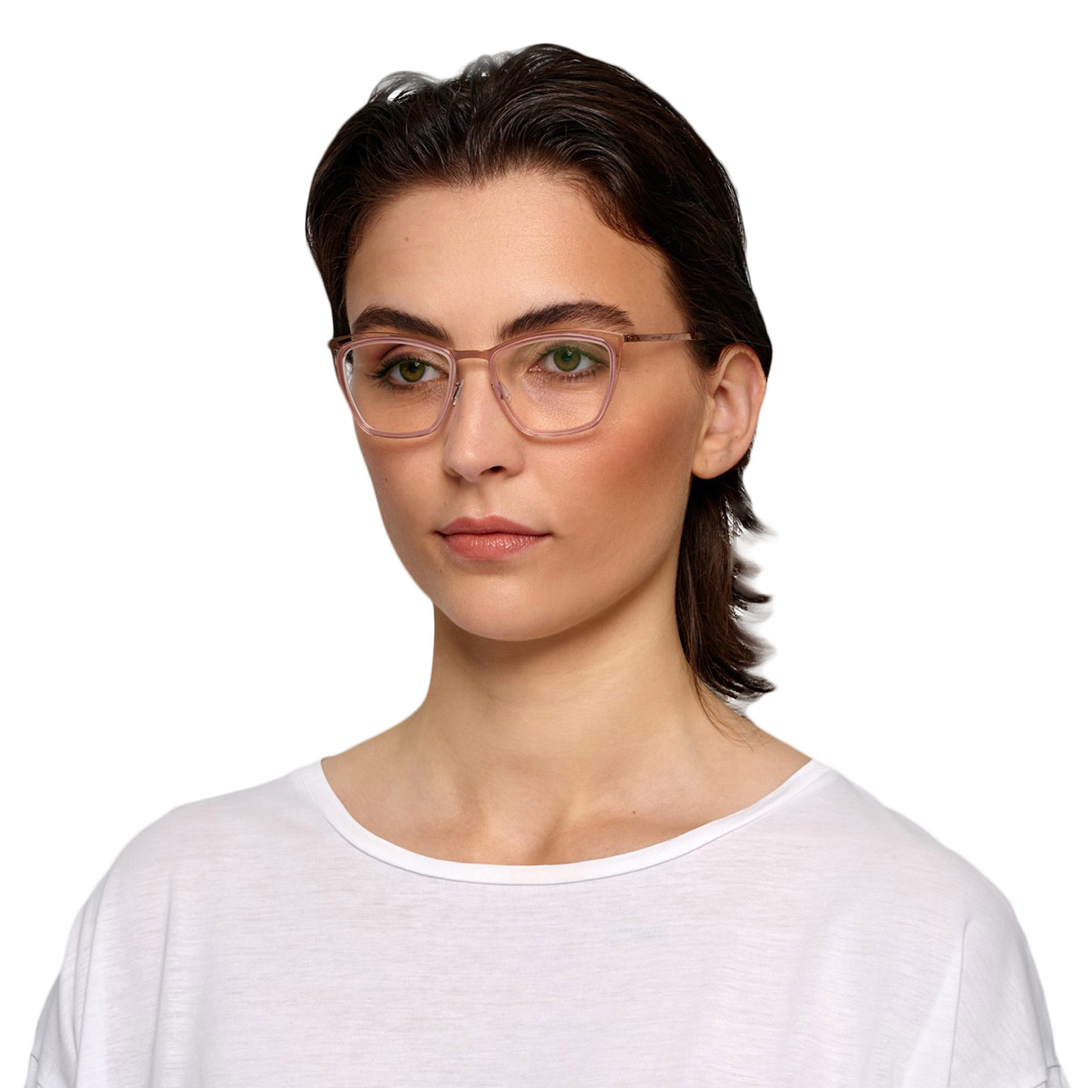 Ic! Berlin Louisa Shiny Copper Rose Eyeglasses On Female Model