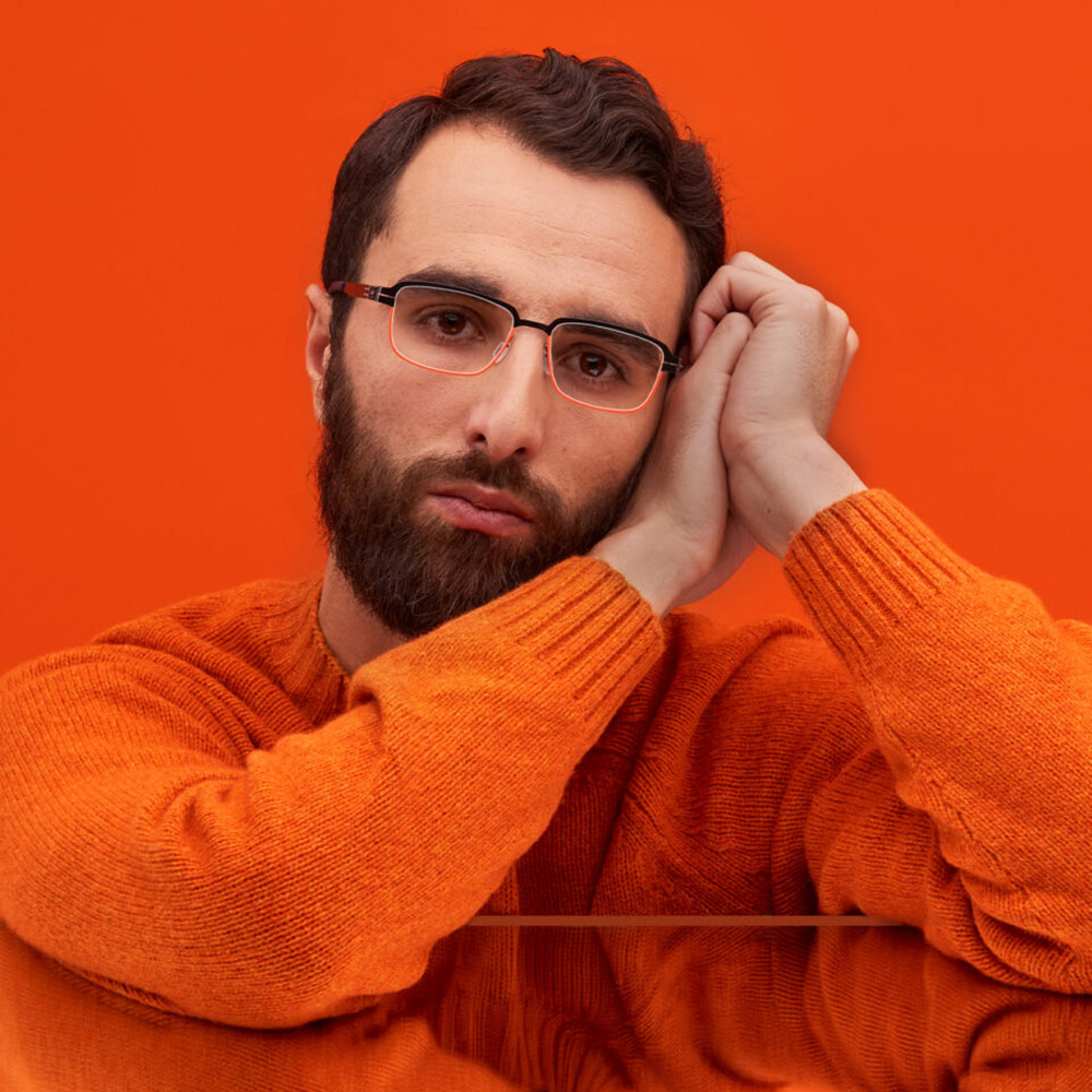 Ic! Berlin Luan Aubergine/Flame Valley Eyeglasses Lifestyle Shot