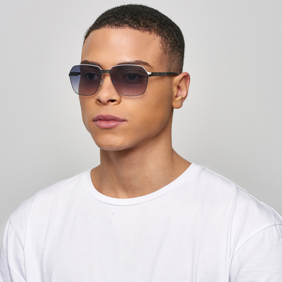 Ic! Berlin MB 04 White Pop-Graphite Sunglasses On Male Model