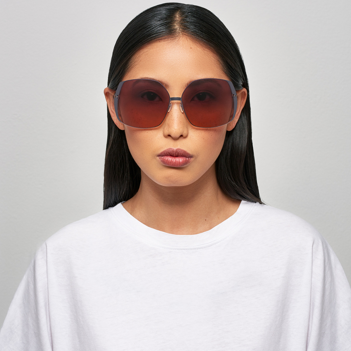 Ic! Berlin MB 06 Aubergine Sunglasses On Female Model