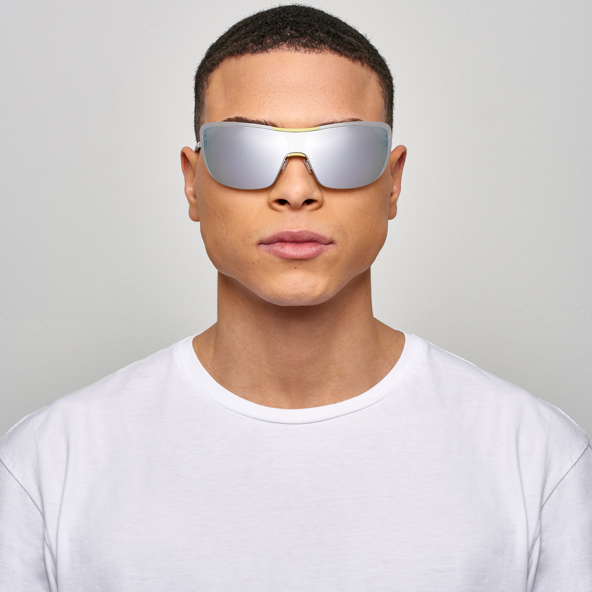 Ic! Berlin MB Shield 02 Chrome Sunglasses On Male Model