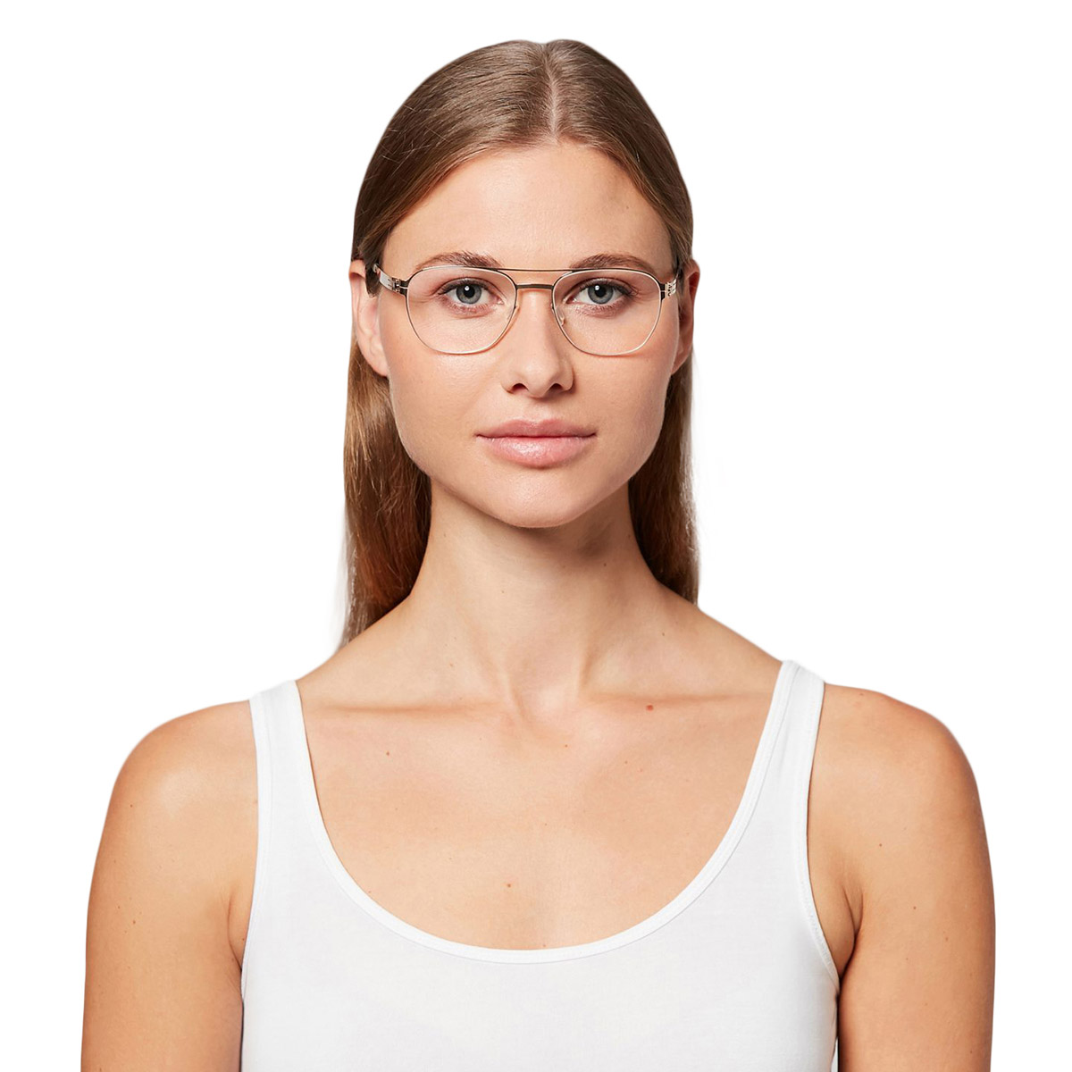 Ic! Berlin Mitte Shiny Copper Eyeglasses On Female Model