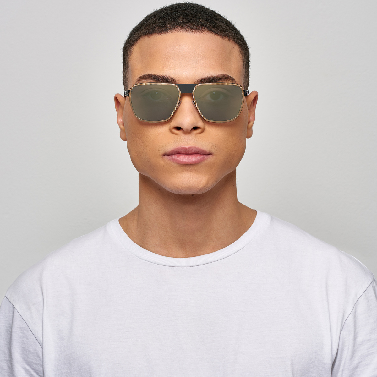 Ic! Berlin Molybdenum Black-Rosé-Gold Sunglasses On Male Model