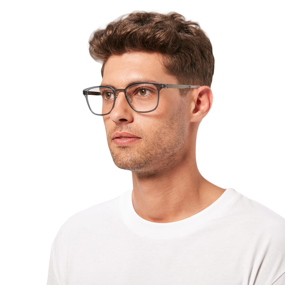 Ic! Berlin Mr. Bice Gunmetal-Sky-Gray Eyeglasses On Male Model 2