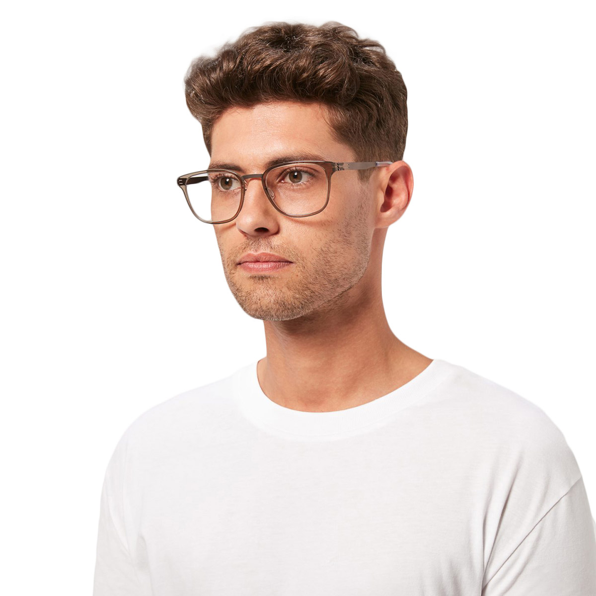 Ic! Berlin Mr. Bice Teak-Dune Eyeglasses On Male Model 2