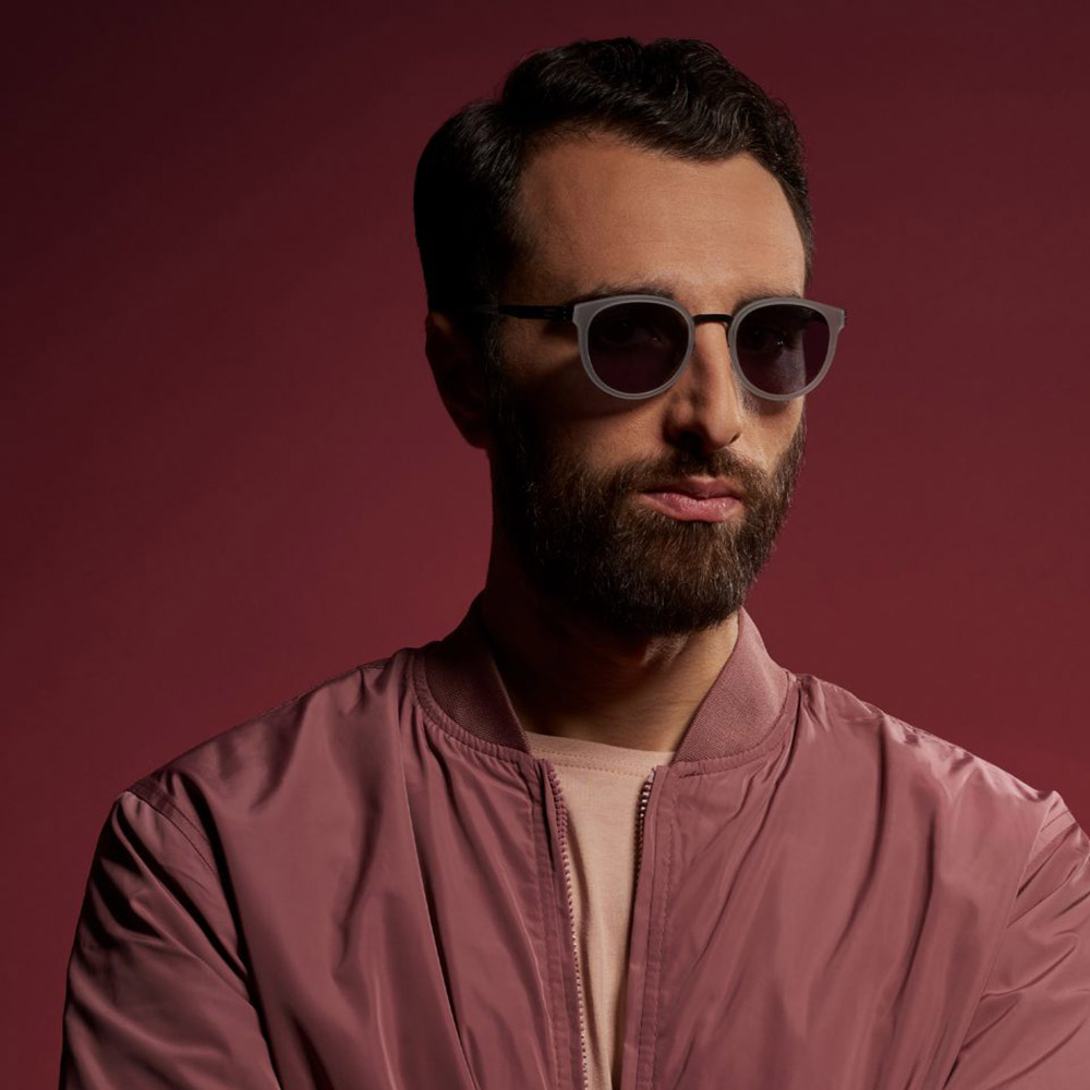 Ic! Berlin Nicolas C. Gunmetal/Sky Gray Matte Sunglasses Lifestyle Shot 2