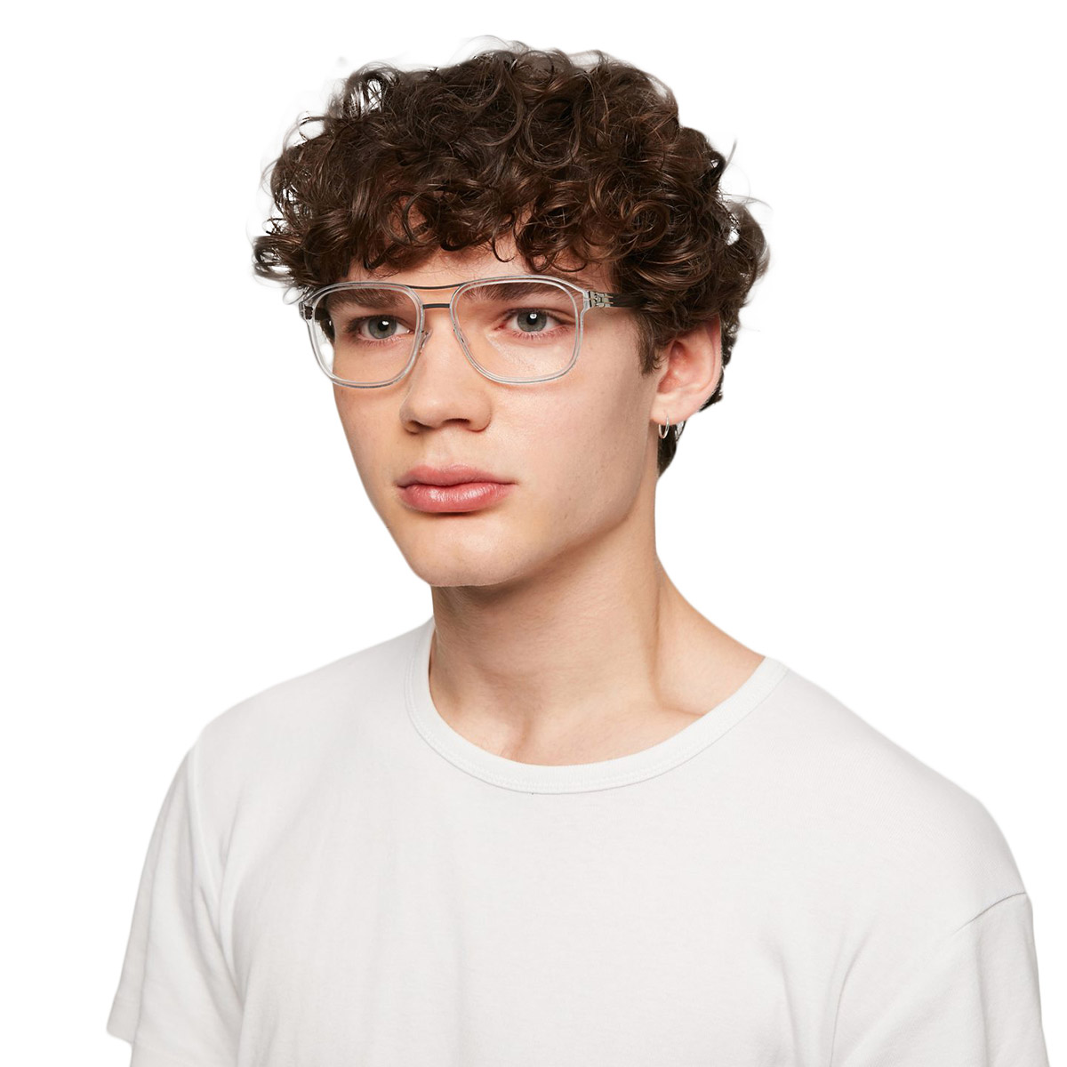 Ic! Berlin Pablo L. Chrome-Crystal-Clear Eyeglasses On Male Model