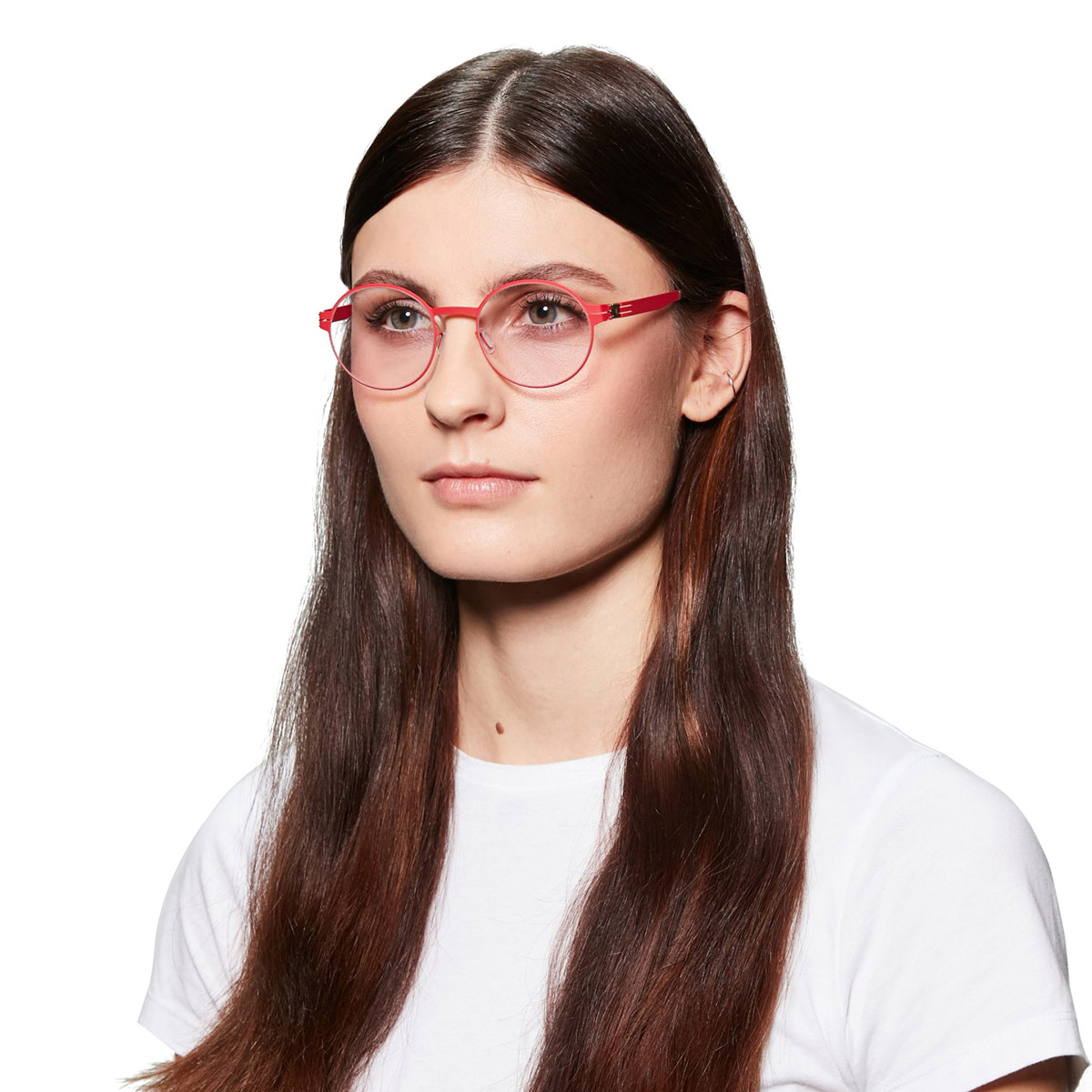 Ic! Berlin Priscila W. Rose Lava Eyeglasses On Female Model