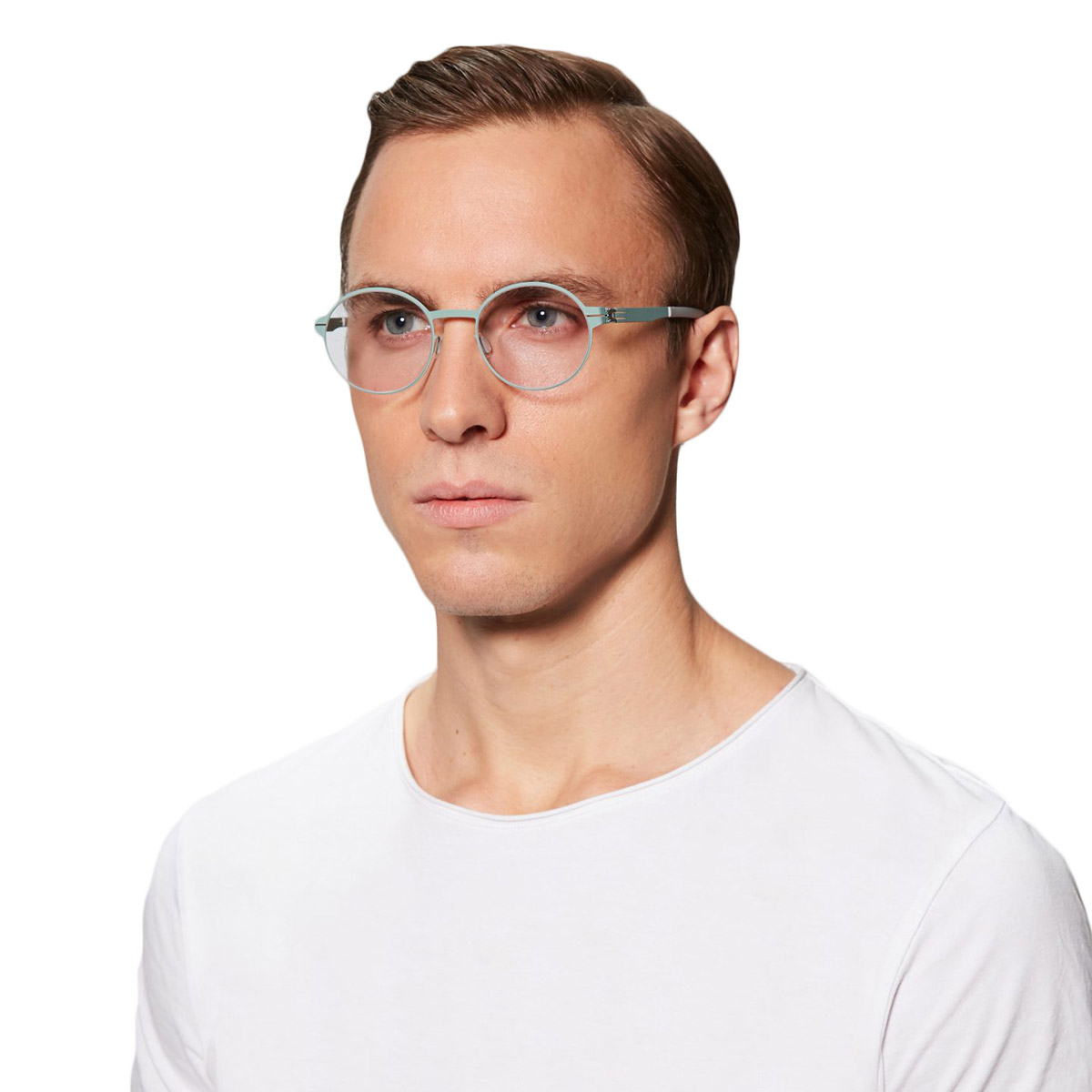 Ic! Berlin Priscila W. Silver Morning Dew Eyeglasses On Male Model