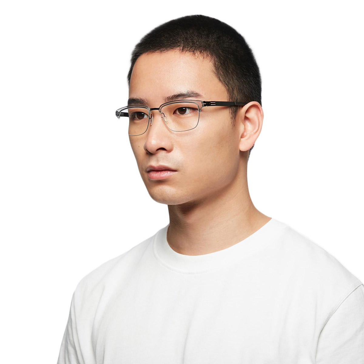 Ic! Berlin Ricky Y. Gunmetal-Sky-Gray Eyeglasses On Male Model