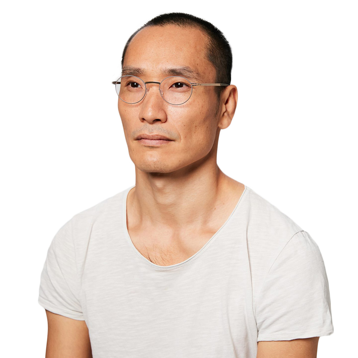 Ic! Berlin Sarma 2.0 Bouldergold Circle Eyeglasses On Male Model