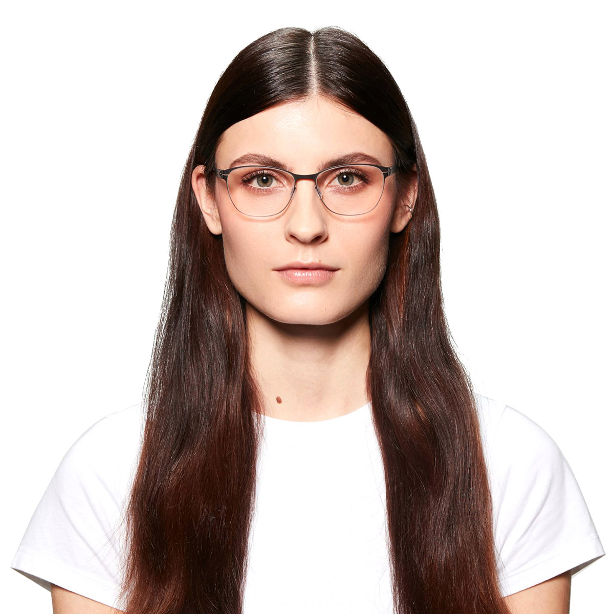 Ic! Berlin Sonja M. Black Eyeglasses On Female Model