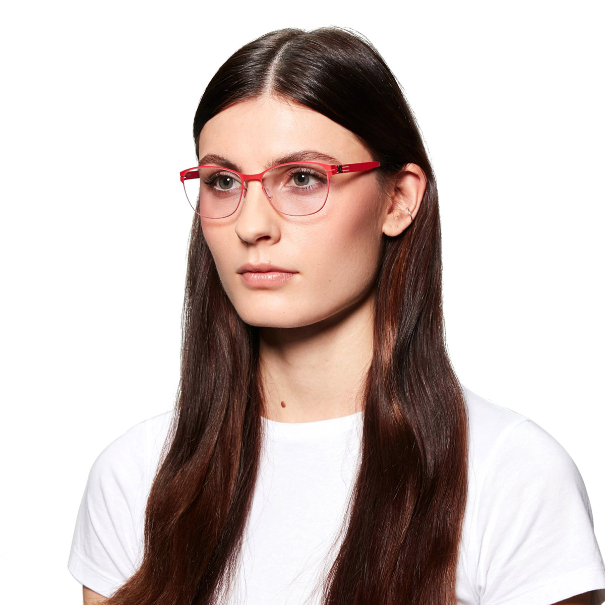 Ic! Berlin Sonja M. Rose Lava Eyeglasses On Female Model