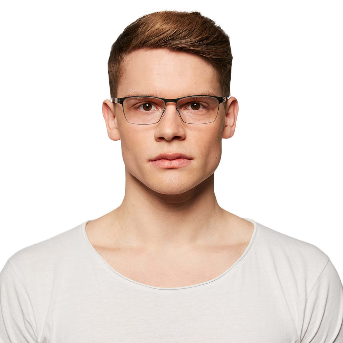 Ic! Berlin Stuart L. Black Eyeglasses On Male Model