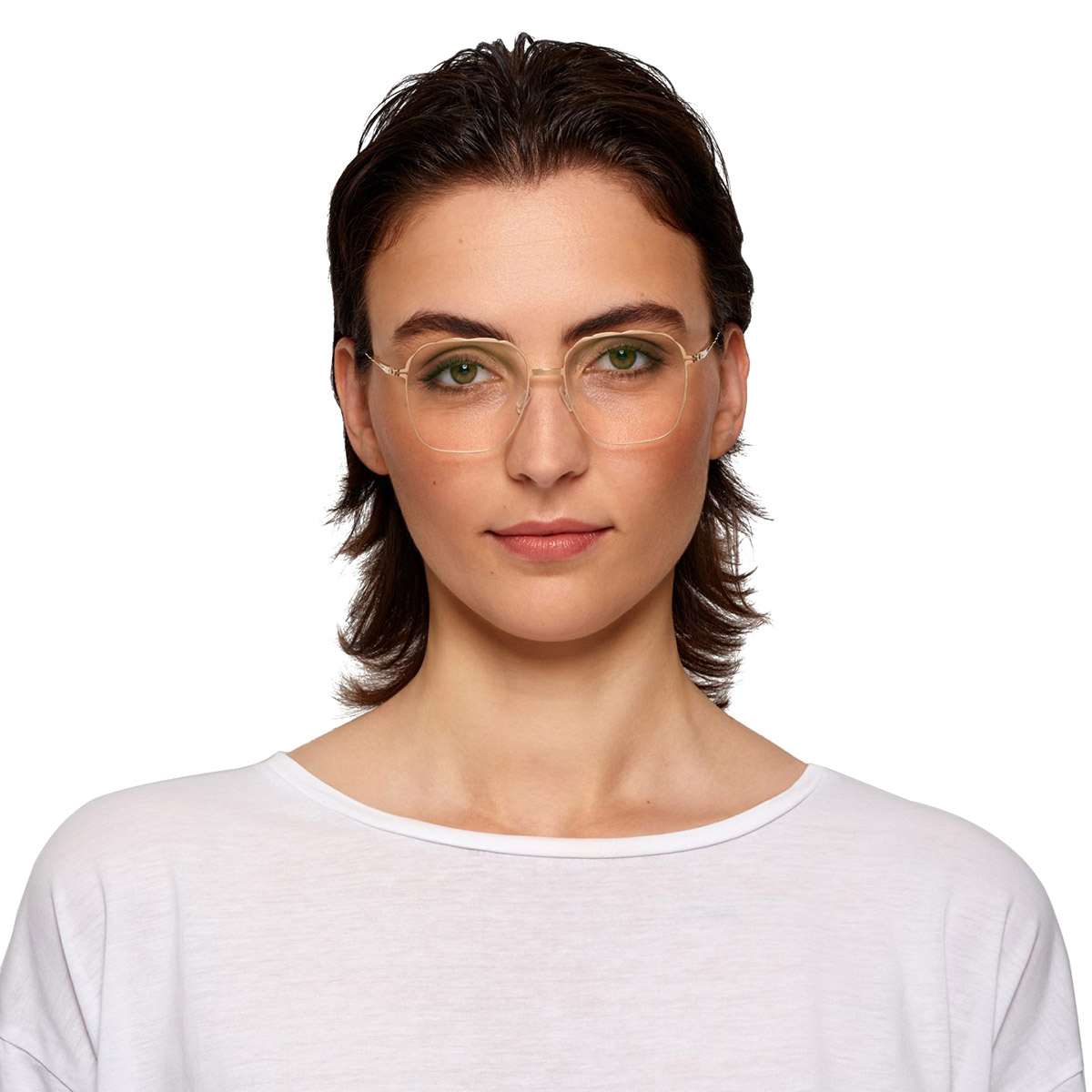 Ic! Berlin Teresa Rose Gold Eyeglasses On Female Model