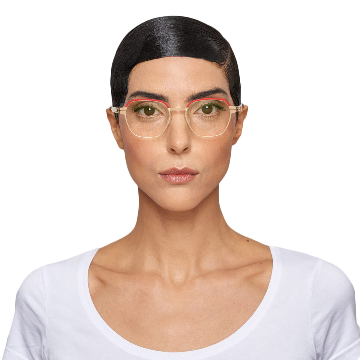 Ic! Berlin Theda Rogochi Pop Eyeglasses On Female Model