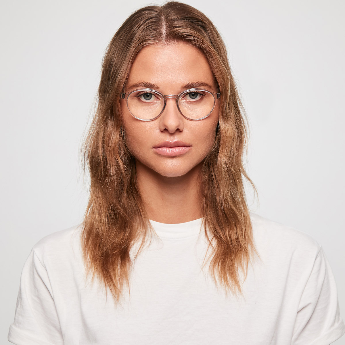 Ic! Berlin Theorem Sky Gray Eyeglasses On Female Model
