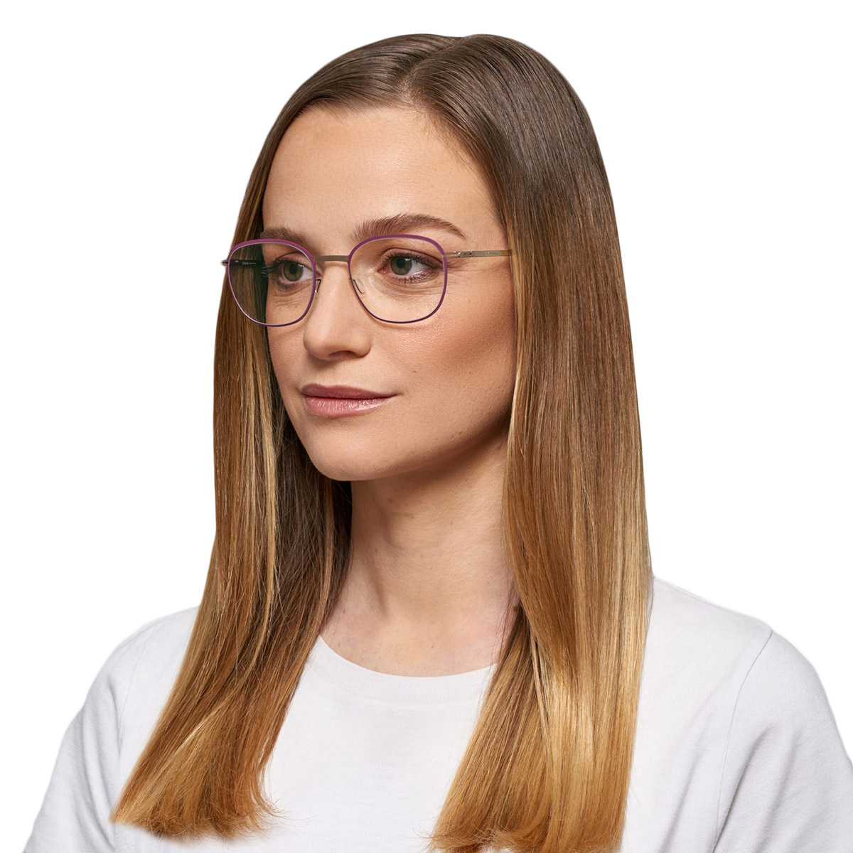 Ic! Berlin Vorias Bronze Mulberry Circle Eyeglasses On Female Model